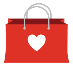 Red shopping bag with white heart